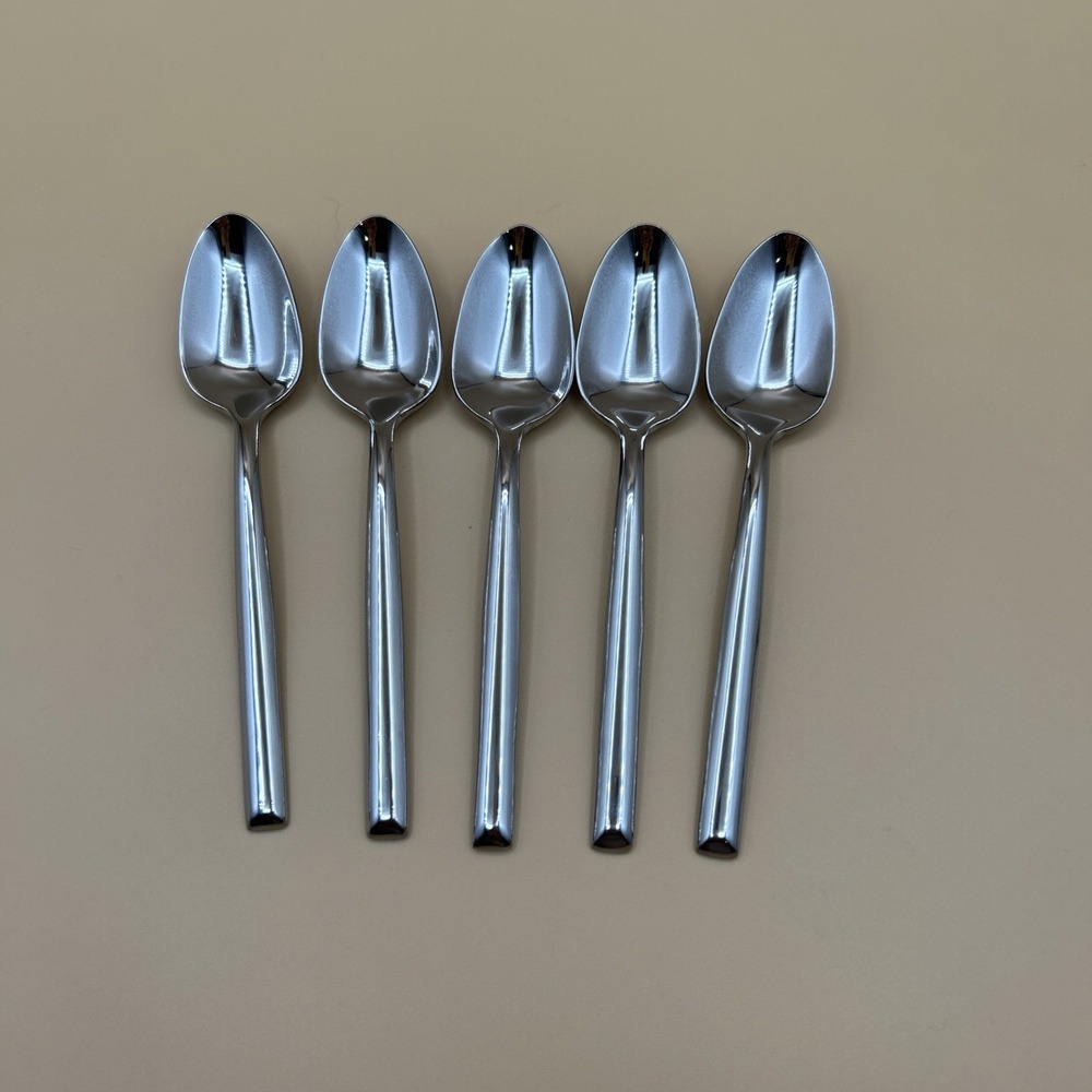 Oneida Stainless Flatware Urbana Teaspoons Set of 5 New Glossy Modern